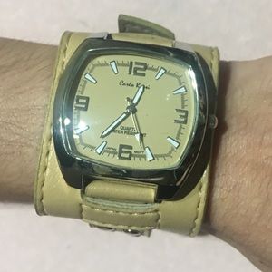 Carlo Rossi Leather Cuff Watch